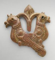 Plaque with addorsed birds or mythical animals, Late 7th-8th century. Creator: Unknown