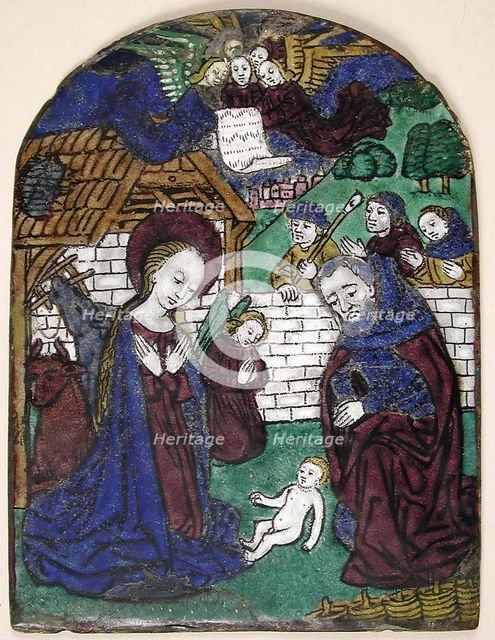 Plaque with Adoration of the Shephards, French, 15th century. Creator: Unknown.