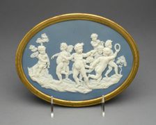 Plaque with Boys Playing, Burslem, 1769/80. Creator: Wedgwood