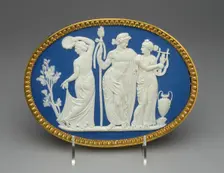 Plaque with Bacchus and Two Bacchantes, Burslem, c. 1789. Creator: Wedgwood