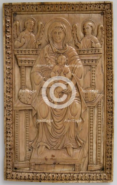 Plaque with Enthroned Virgin and Child, Carolingian, 850-875. Creator: Unknown.