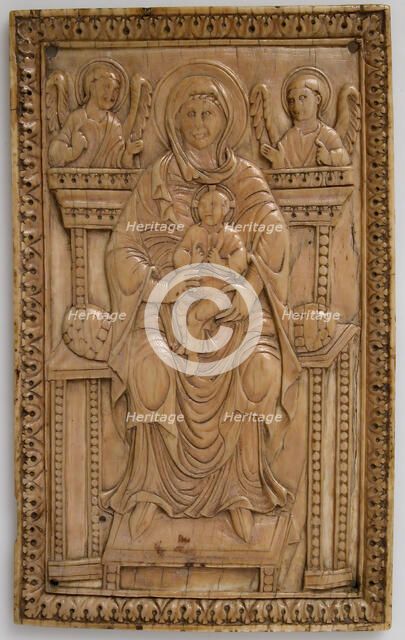 Plaque with Enthroned Virgin and Child, Carolingian, 850-875. Creator: Unknown.