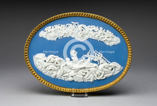 Plaque with Jupiter Battling Titans, Burslem, c. 1800. Creator: Wedgwood.