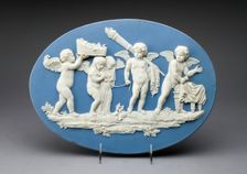 Plaque with Marriage of Cupid and Psyche, Burslem, 1787. Creator: Wedgwood