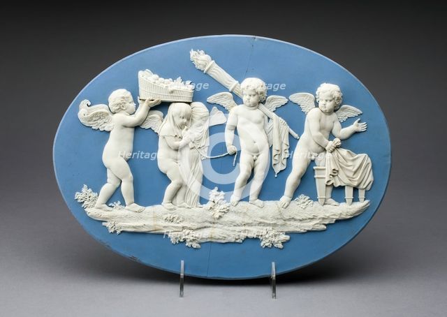 Plaque with Marriage of Cupid and Psyche, Burslem, 1787. Creator: Wedgwood.