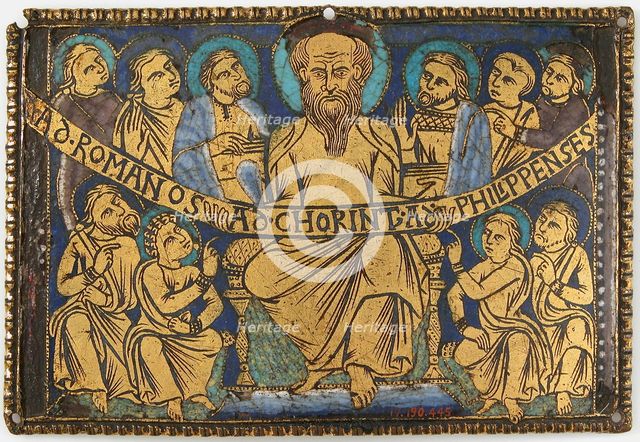 Plaque with Saint Paul and His Disciples, British (?), ca. 1160-80. Creator: Unknown.