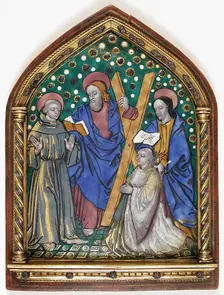 Plaque with Saints and Donor, French, 16th century. Creator: Unknown