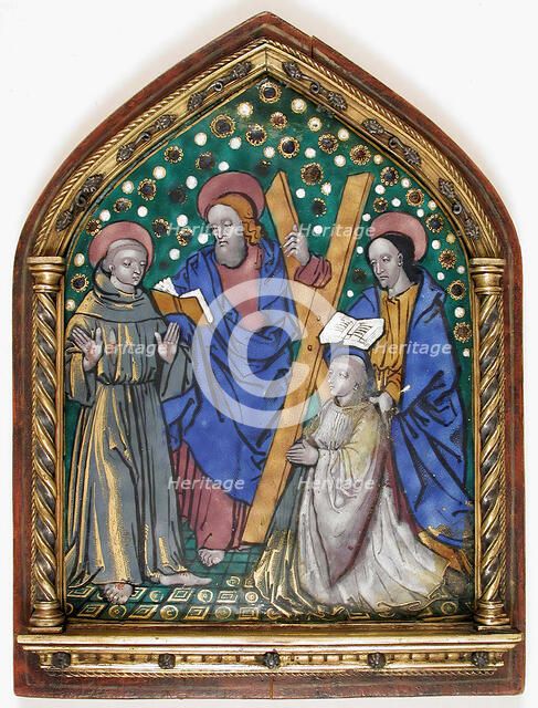 Plaque with Saints and Donor, French, 16th century. Creator: Unknown.