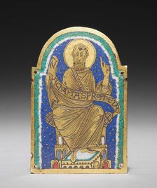 Plaque with Seated Prophet from a Reliquary Shrine: Achapias (Obadiah), c. 1170-1180. Creator: Unknown