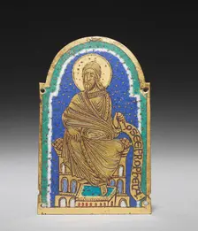 Plaque with Seated Prophet from a Reliquary Shrine: Osea (Hosea), c. 1170-1180. Creator: Unknown
