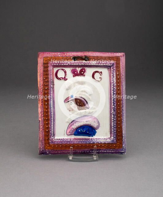 Plaque with Portrait of Queen Charlotte or Caroline, Staffordshire, c. 1810. Creator: Staffordshire Potteries.