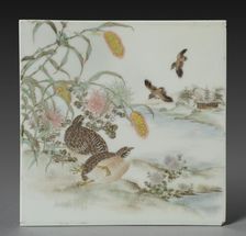 Plaque with Quail, Late 1700s. Creator: Unknown