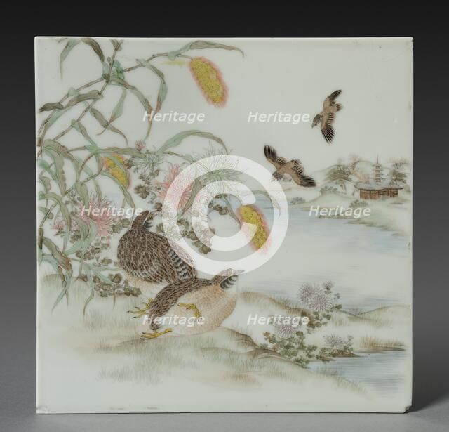 Plaque with Quail, Late 1700s. Creator: Unknown.