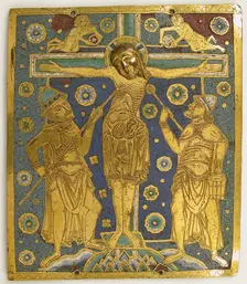 Plaque with the Crucifixion between Longinus and Stephaton and Personifications..., German, c1200. Creator: Unknown