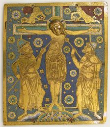 Plaque with the Crucifixion between Longinus and Stephaton and Personifications..., German, c1200. Creator: Unknown