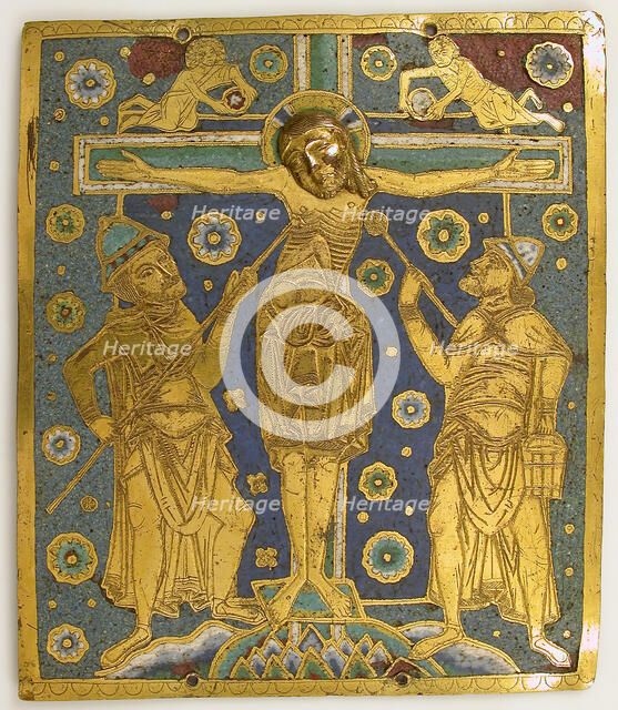 Plaque with the Crucifixion between Longinus and Stephaton and Personifications..., German, c1200. Creator: Unknown.