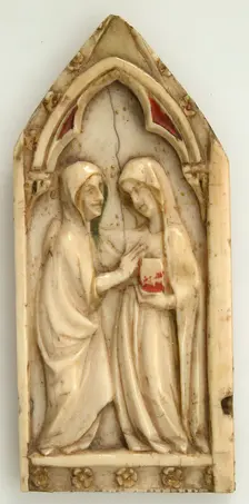 Plaque with the Visitation, French, 14th century. Creator: Unknown