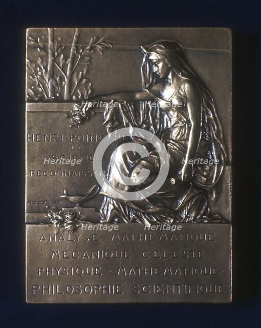 Plaquette commemorating the death of Henri Poincare, French mathematician, 1912. Artist: Unknown
