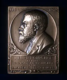 Plaquette commemorating the death of Henri Poincare, French mathematician, 1912. Creator: Unknown