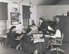Plato's office staff for Wake and Midway Halls; Samuel Plato, contractor, and part..., March 1943. Creator: Roger Smith