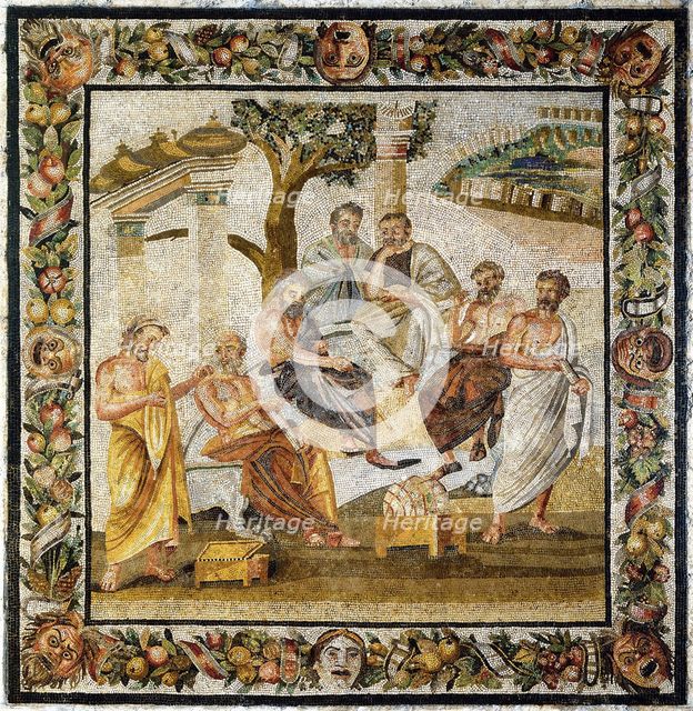 Platonic Academy. Mosaic from Pompeii, 1st century BC. Artist: Classical Antiquities  