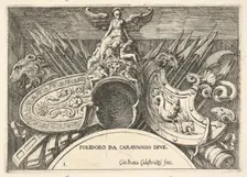 Plate 1: trophies of Roman arms from decorations above the windows on the second floor ..., 1656-58. Creator: Giovanni Battista Galestruzzi