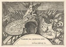 Plate 1: trophies of Roman arms from decorations above the windows on the second floor ..., 1656-58. Creator: Giovanni Battista Galestruzzi