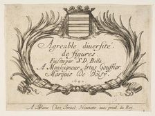 Plate 1: Two palms and a coat of arms frame the title and dedication, title page for Vari..., 1642. Creator: Stefano della Bella