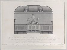 Plate 1: cross-section of the Hall of the Institute of Bologna, which served as the reside..., 1756. Creator: Bartolomeo Crivellari