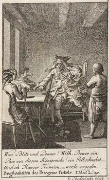 Plate 1 for Thomas Smollett's The Adventures of Peregrine Pickle 1785. Creator: Daniel Nikolaus Chodowiecki