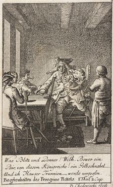 Plate 1 for Thomas Smollett's The Adventures of Peregrine Pickle 1785. Creator: Daniel Nikolaus Chodowiecki