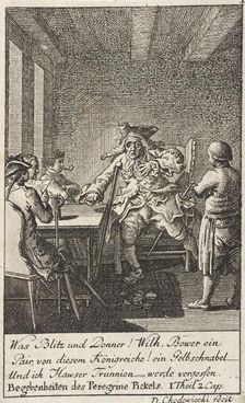 Plate 1 for Thomas Smollett's The Adventures of Peregrine Pickle 1785. Creator: Daniel Nikolaus Chodowiecki