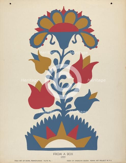 Plate 1: From Portfolio "Folk Art of Rural Pennsylvania", c. 1939. Creator: Unknown.