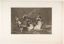 Plate 1 from the Disparates': Feminine folly., ca. 1816-23 (published 1864). Creator: Francisco Goya