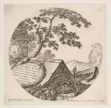 Plate 1: fragments from ancient monuments, from Roman Landscapes and Ruins (Paysages..., ca. 1646. Creator: Stefano della Bella