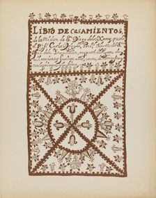 Plate 1: Jemez Book of Marriages: From Portfolio "Spanish Colonial Designs of New Mexico", 1935/1942 Creator: Unknown