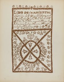 Plate 1: Jemez Book of Marriages: From Portfolio "Spanish Colonial Designs of New Mexico", 1935/1942 Creator: Unknown