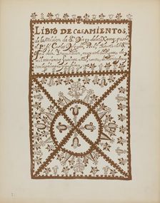 Plate 1: Jemez Book of Marriages: From Portfolio "Spanish Colonial Designs of New Mexico", 1935/1942 Creator: Unknown