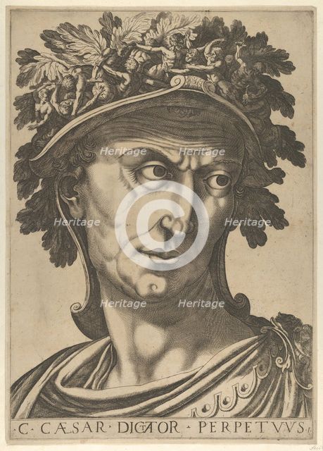 Plate 1: Julius Caesar looking to the right, from 'The Twelve Caesars', 1610-40. Creator: Anon.