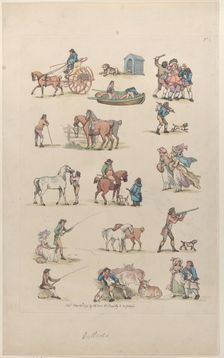 Plate 1, Outlines of Figures, Landscapes and Cattle...for the Use of Learners, Ma..., March 8, 1790. Creator: Thomas Rowlandson