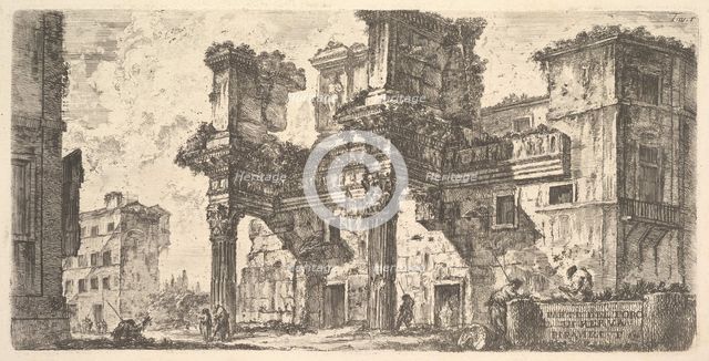 Plate 1: Part of the Forum of Nerva (Parte del Foro di Nerva), ca. 1748. Creator: Giovanni Battista Piranesi.