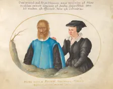 Plate 1: Pedro González (Petrus Gonsalvus) and His Wife, Catherine, c. 1575/1580. Creator: Joris Hoefnagel