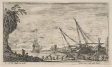 Plate 1: seaport with ships, from Seascapes (Paysages maritimes), ca. 1644. Creator: Stefano della Bella
