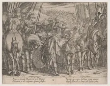 Plate 10: Alexander Finding the Body of Darius, from The Deeds of Alexander the Great,, 1608. Creator: Antonio Tempesta