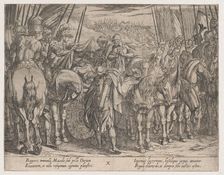 Plate 10: Alexander Finding the Body of Darius, from The Deeds of Alexander the Great,, 1608. Creator: Antonio Tempesta