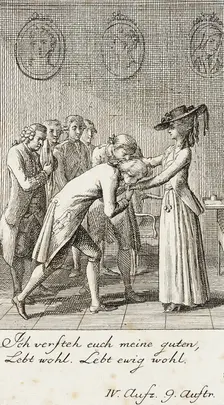 Plate 10 for Schiller's Intrigue and Love 1785. Creator: Daniel Nikolaus Chodowiecki