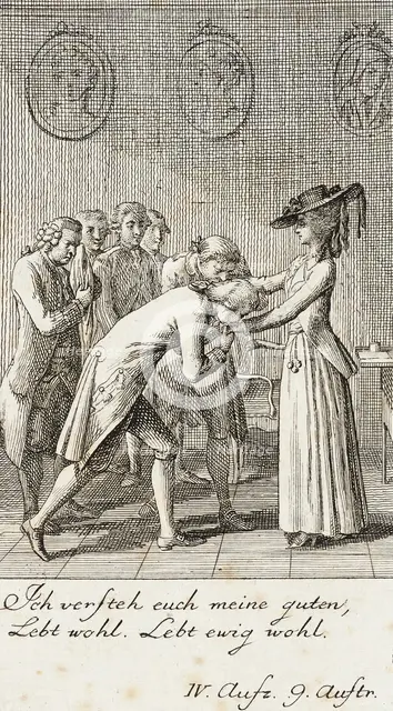 Plate 10 for Schiller's 'Intrigue and Love', 1785. Creator: Daniel Nikolaus Chodowiecki.