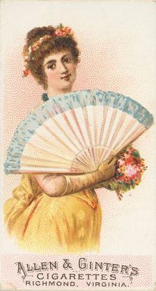 Plate 10, from the Fans of the Period series (N7) for Allen & Ginter Cigarettes Brands, 1889. Creator: Allen & Ginter
