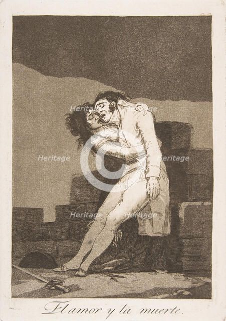 Plate 10 from 'Los Caprichos': Love and death (El amor y la muerte), 1799. Creator: Francisco Goya.