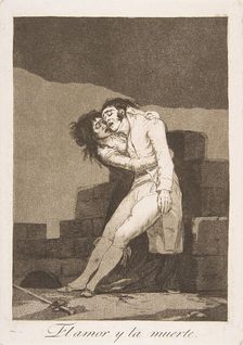 Plate 10 from Los Caprichos': Love and death (El amor y la muerte), 1799. Creator: Francisco Goya
